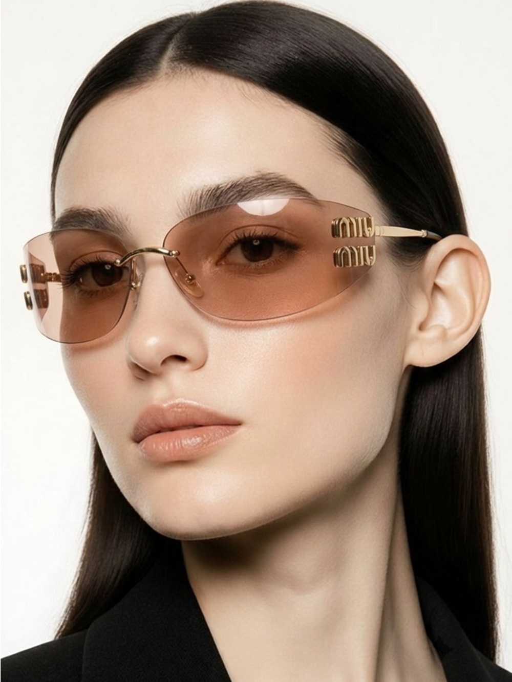 Miu Miu Rimless Brown Gradient Sunglasses